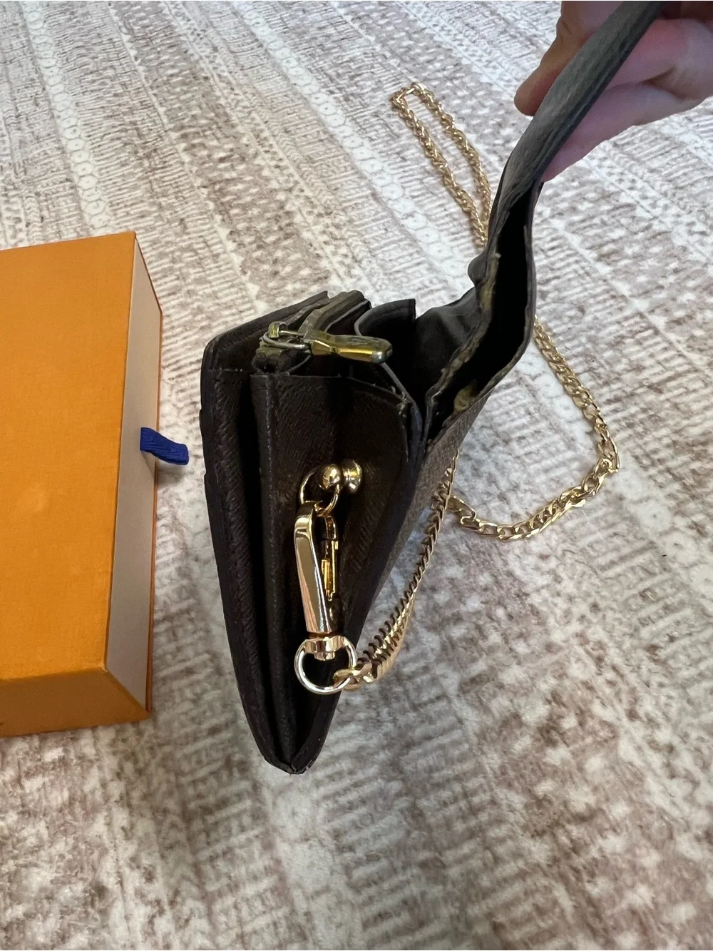 Louis Vuitton Brown Damier Chain Wallet Crossbody